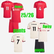 The Reds Mohamed Salah Darwin Nunez 25/26 LiVerPools Home Away Soccer Jersey suits（with pants）VIRGIL