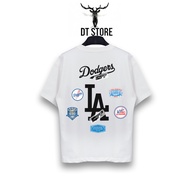 MLB LOS ANGELES DODGERS LOGO LA MULTI PATCH T-SHIRT – WIDE FORM UNISEX HIGH QUALITY COTTON - DT STOR