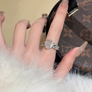 French White Jade Ring Female Luxury Exquisite Feel New Style Temperament Index Finger Ring Ring 050