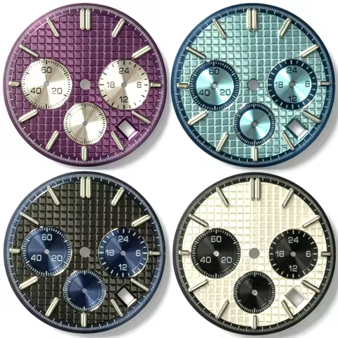 31.8mm VK63 Watch Dial Waffle Tapisserie Grid Texture Chronograph No Logo For Seiko AP Royal Oak VK6