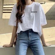 t shirt lengan panjang perempuan t shirt budak perempuan t shirt ootd t shirt perempuan Stesen Eropah t-shirt putih wanita lengan pendek musim panas kapas baru longgar cetakan baju separuh lengan atas air pasang