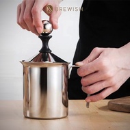 BREWISH Barista 400ml Stainless Steel Milk Frother Hand Pump Creamer Coffee Milk Foam Frothing Pitch