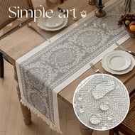Retro Table Runner with Tassels, Waterproof Table Runner, Simple Cotton and Linen Table Runner, Desk