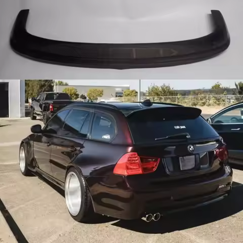 Spoiler For BMW E91 2005-2012 Carbon Fiber Rear Wing For BMW 3 series E91 Wagon Glossy Black Touring