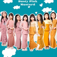 Baju Raya Budak Tema Mustard / Dusty Pink / Kuning / Kurung Sedondon Perempuan 2023