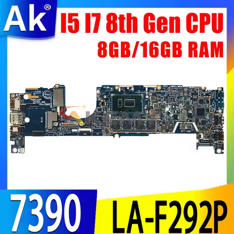 For Dell Latitude 7390 Laptop Motherboard LA-F292P 041M0M 02PK0W 02PK0W 02WCVJ i5 i7 8th Gen 8G/16G 