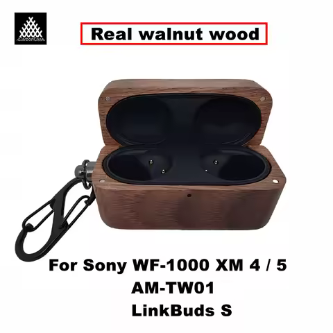 Real Walnut Wooden Case For SONY WF-1000XM4 WF-1000XM5 AM-TW01 LinkBuds S Protective Bluetooth Earph
