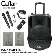 ลำโพงบลูทูธ15 นิ้ว CEFLAR M1543 รุ่น K-10  เสียงทรงพลัง แถมไมค์2ตัว