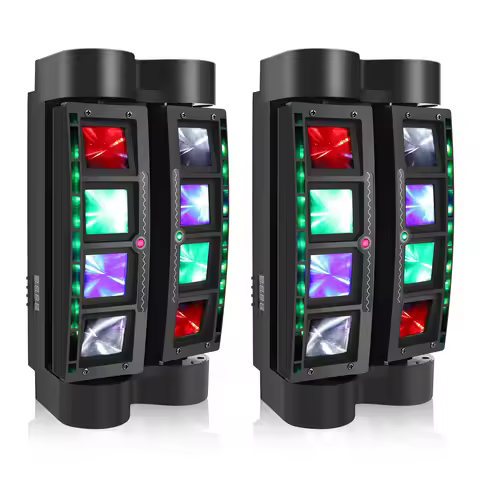 Fieryzeal 2PCS Mini Spider Moving Head Light 60W RGBW LED Beam Spider Light DMX512 Control for DJ Pa