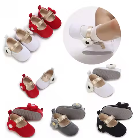 New Red Velvet Princess Baby Shoes Soft Sole Lightweight First Walkers for Girls 0-18 Months