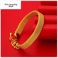 【Hot Sale】rantai tangan emas korea cop 916 wah chan gold jewellery gold 916 original malaysia cincin emas 916 original Original 916 Gold Malaysia Frosted Boss Bracelet - Stylish Large Buckle Unisex Jewelry for Men and Women, Viral and Affordable