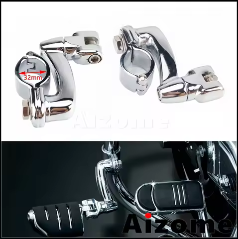32mm Engine Guard Footpegs Clamp Crash Bar Highway Pegs Mount For Harley Honda VT VTX GL Yamaha XVS 