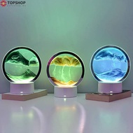 [TOP-MY]-Dynamic Sand Quicksand Table Lamp Moving Sand Sand 3D Flowing Sand Glass Natural-[High Qual