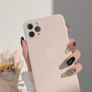 Simple Solid Color Love Heart Korean Phone Case For iPhone 11 Pro Max Xr X Xs max 7 8 Puls Se  Cases Soft Silicone Cover