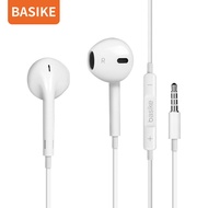 Basike หูฟัง หูงฟัง ของแท้100% หูฟังสำหรับไอโฟน แจ็คกลม 3.5mm Smart Earphone หูฟัง แจ็คกลม for iPad earbuds mini/2/3/iPhone 5 6 6 S PLUS หูฟังอเนกประสงค์ samsung oppo huawei vivo