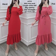 Midi Dress Sarah /Midi Dress Terbaru 2023/Midi Dress Bahan Crinkel