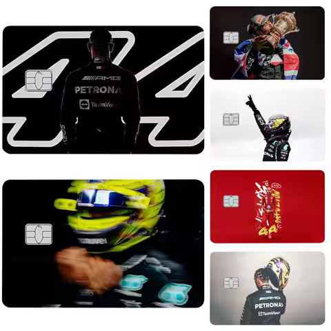 1PC Lewis Hamilton 44 F1 Stickers 4pcs PVC Card Skin Stickers for Bank Card Bus Metro Card Case Deco