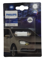 Philips Ultinon Pro3100 Pro3000 SI LED Festoon 6000K White ไฟภายในรถ 30 38 43 มม. mm 1 หลอด มิลลิเมตร 3000 6000K สีขาว
