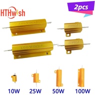 【♚】2PCS 10W 25W 50W 100W Metal Shell Case Wirewound Resistor 0.1~1K ohm Aluminum Power Resistance Lo