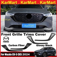Mazda CX5 2024 2025 KF Front Lower Grille Trims Cover Glossy Black Carbon Decoration Strip Grill Sid