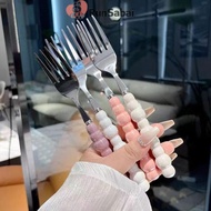 RunSabai Pearl Handle Fork For Dessert Household Steak Stainless Steel Fork Salad Fork Dessert Pasta