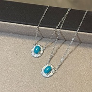 Yes✨S925 Silver Necklace Italian Brushed Oval Turquoise Necklace Unique Bestie Necklace Girlfriend's