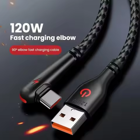 90 Degree Elbow120W 6A USB C Data Cable Fast Charging Cord For OPPO Huawei Mate 60 40 Xiaomi13 14 15