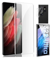 （包郵）Galaxy S22 Ultra 5G UV 3D Tempered Glass Screen Protector + Shockproof Cover Case  + Lens Glass 