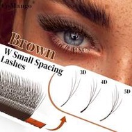 12Rows D Curl Brown Small Spacing 3D/4D/5D W Shape Eyelash Extensions 0.07/0.1MM Narrow W Style Fluf