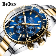 BIDEN Men Quartz Analog Watch Fashion Stainless steel Waterproof Watch Chronograph Business Luxury C