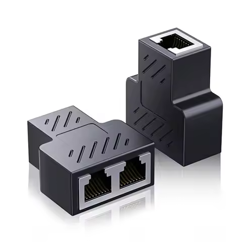 1 to 2 Dual Female USB to RJ45 Port Splitter Adapter 8P8C Extender Plug LAN Interface Ethernet Socke
