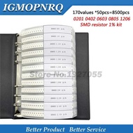 Value 170*50pcs=8500pcs 0201 0402 0603 0805 1206 SMD Resistor 1% 0R~10M Sample Set *