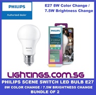 Philips Scene Switch Led Bulb E27 8W Color Change / 7.5W Brightness Change - Bundle of 2