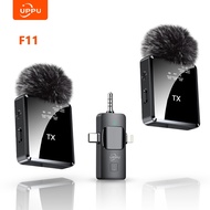 UPPU F11/F12 3 in 1 Wireless Microphone - 2x Clip On Lavalier Mic, Plug & Play for HP/Camera, Live S