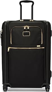 Alpha Short Trip Expandable 4-Wheeled Packing Case - Roller Bag for Short Trips &amp; Weekend Getaways - Carry-On Luggage with 4 Spinner Wheels - Travel Suitcase for Men &amp; Women, Black/Gold, One