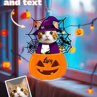 1pc Customized Personalized Acrylic Halloween Pendant, Customized Photos And Text, Spider Web, Pumpk