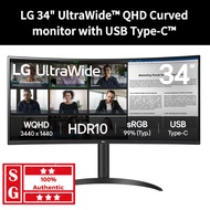 LG 34" UltraWide™ QHD Curved monitor with USB Type-C™ 34WR55QK-B LG Monitor Curved Monitor Gaming Mo