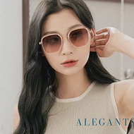 【ALEGANT】透膚粉韓版透視感金屬設計方框墨鏡/UV400太陽眼鏡