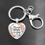 Metal base Bible verse herat shape Keychain