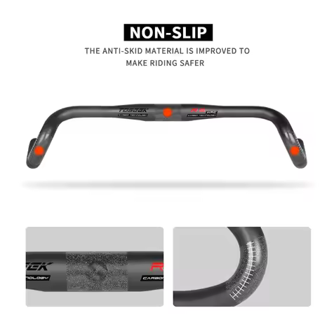 TOSEEK Gravel Bike Carbon Handlebar 400/420/440/460mm Outer Drop Bar Carbon Gravel Ultralight Big Fl