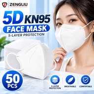 50PCS 5D KN95 Face Mask, 5-Layer Protective Disposable Mask, Breathable Comfortable Face Cover