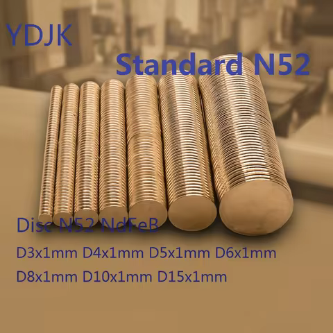 10 50PCS/LOT Disc Standard N52 NdFeB Magnet 3*1 4*1 5*1 6*1 8*1 10*1 Strong Thin Permanent Magnets 3