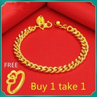 Emas 916 Lelong Bracelet for Men 916 Gold Chain Bangles Jewellery Couple Bracelet Ring Jewelry Set