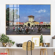 Old and present Hanoi paintings, Hanoi landscape paintings, Hanoi street paintings, restaurant decor