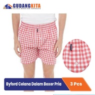 Byford Men 's Boxer Shorts Cotton Mix Colors 3 Pcs Pbyb04X3W-20
