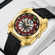Personalized Watch Brand Silicone Strap Luminous Dial Square Casino Roulette Watch for Men