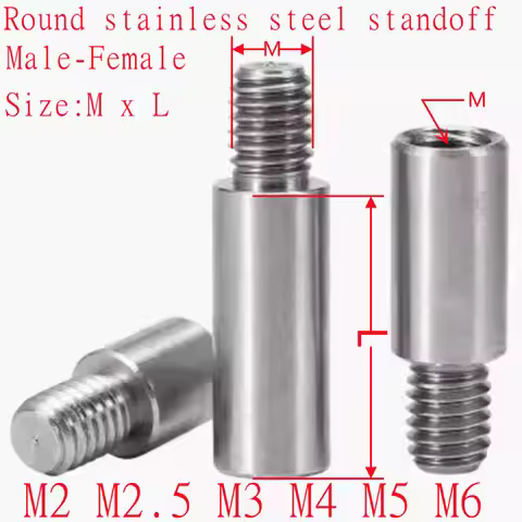 M2 M2.5 M3 M4 M5 M6 stainless steel Threaded Pillar Male to female Round Spacing PCB Standoff Spacer
