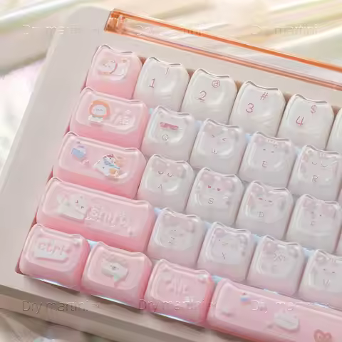 Cute cat MAO crystal key cap PC personality jelly pudding Cat's ears (Steamed cat-ear shaped bread) 