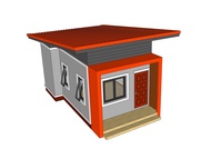 แบบบ้านโมเดิร์น ชั้นเดียว ขนาด 1 ห้องนอน 1 ห้องน้ำ 1 ห้องครัว ขนาดพื้นที่ตัวบ้าน 25.60 ตารางเมตร   P