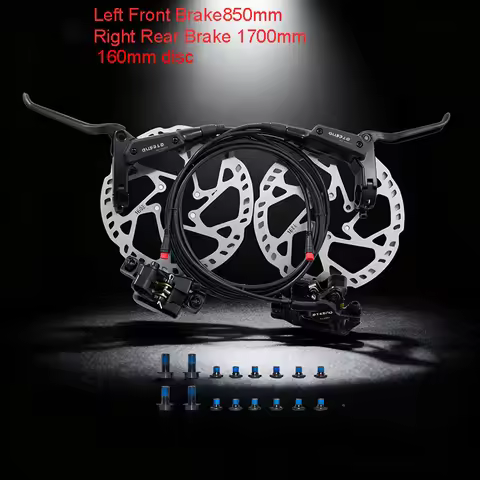 TESNO Ebike 2 Piston Hydraulic Disc Brake Set Electric Control Front Rear Caliper 160mm Rotor 850mm-